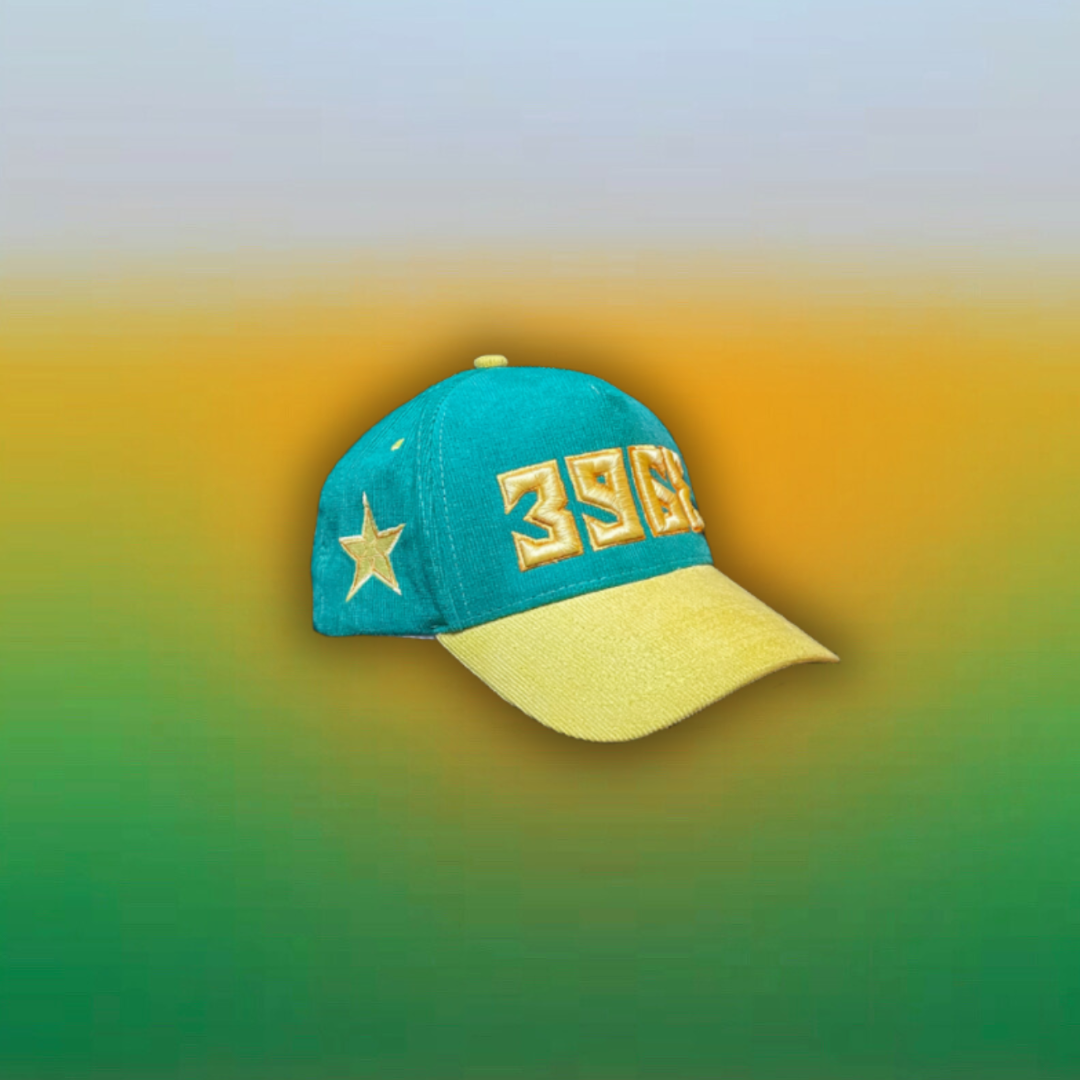 GREEN/YELLOW CORDUROY HAT